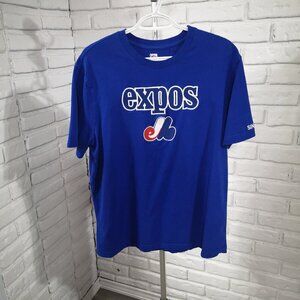 Cooperstown Collection Ladies Size Large Royal Blue Montreal Expos T-shirt